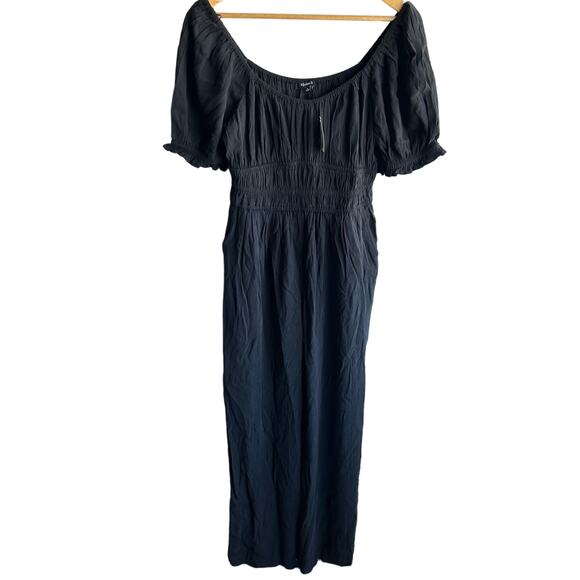 Madewell The Sophia Scoop-Neck Jumpsuit Womens Size M Black Smocked NWT - Picture 2 of 9